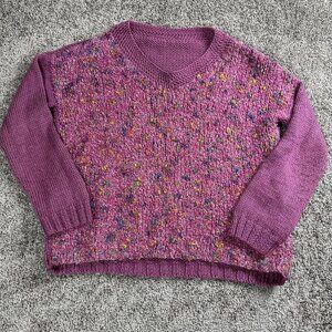 VTG Handmade Sweater Womens L Knit Pullover Crewneck Twee Y2K Artsy Oversized